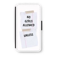 No Girls Allowed Unless: iPhone XS Flip Hoesje - thumbnail