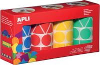 Apli Kids stickers XL, doos met 4 rollen in 4 kleuren en 4 vormen (blauw, rood, geel en groen)