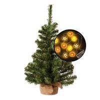 Kleine kunst kerstboom - groen - incl. sport thema lichtsnoer - H60 cm