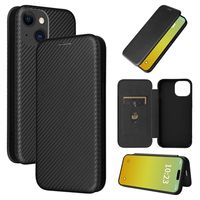 iPhone 15 Plus Flip Hoesje - Koolstofvezel - Zwart