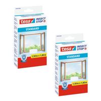 tesa Insect Stop Standard Vliegenhor voor Ramen in een pak van 2 - Insectenhor, raamhor - Met klittenband - Snij uw eigen horraam op maat - Muggenhor, wit, 2x 150 cm x 180 cm