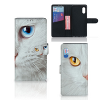 Samsung Xcover Pro Telefoonhoesje met Pasjes Witte Kat - thumbnail