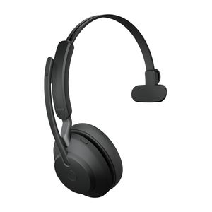 Jabra Evolve2 65 monaural On Ear headset Telefoon Bluetooth Mono Zwart Volumeregeling, Indicator voor batterijstatus, Microfoon uitschakelbaar (mute)