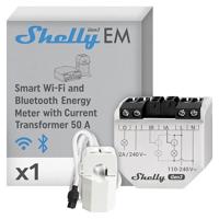 Shelly EM Gen3 + 50А Klem | Wi-Fi & Bluetooth Smart Energiemeter en Contactor Controle Relaisschakelaar | Stroomtransformator | Domotica | Alexa & Google Home | Geen hub vereist | Stroombewaking