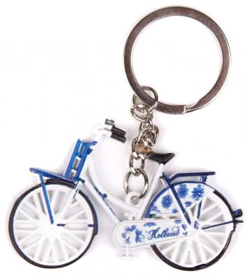 Matix sleutelhanger fiets Delfts blauw 7 x 4 cm staal wit