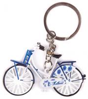 Matix sleutelhanger fiets Delfts blauw 7 x 4 cm staal wit