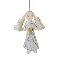 Hangende Decoratie Houten Engel Whitewash (25,5 x 8,5 cm)