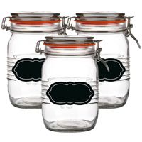 Weckpot/inmaakpot - 4x - 1L - glas - met beugelsluiting - incl. etiketten