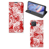 Mobiel BookCase OPPO Reno4 Z 5G Angel Skull Rood