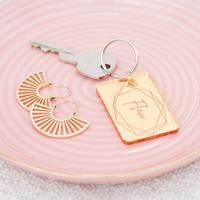 Sleutelhanger rechthoek geometric floral met naam