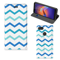 Motorola Moto E6 Play Hoesje met Magneet Zigzag Blauw