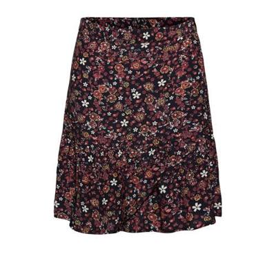 ESPRIT Women Casual rok met all over print en volant zwart/rood