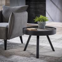 Ronde salontafel 'Teca Grey' met metalen rand, 60cm