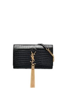 Saint Laurent sac Kate Monogram à détail de pompon - Noir