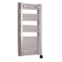 Elektrische Design Radiator Sanicare Plug & Play 172x45 cm Inox Look 596 Watt Met Zwarte Thermostaat En Bluetooth Links Sanicare