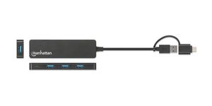 Manhattan 180863 interface hub USB 3.2 Gen 1 (3.1 Gen 1) Type-A + Type-C 5000 Mbit/s Zwart