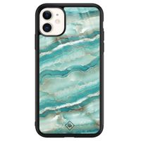 iPhone 11 glazen hardcase - Marmer azuurblauw