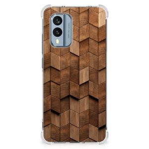 Stevig Telefoonhoesje voor Nokia X30 Wooden Cubes