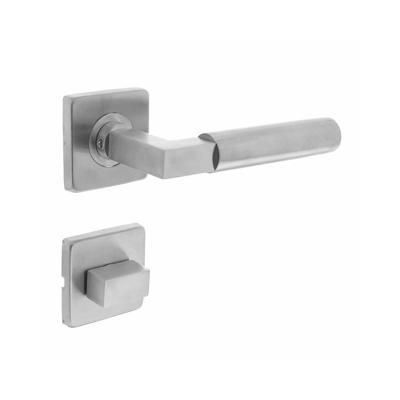 Intersteel Deurkruk Baustil op vierkant rozet met toilet-/badkamersluiting - RVS Intersteel Deurkruk Baustil op vierkant rozet met toilet-/badkamersluiting - RVS