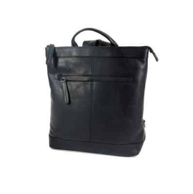 Dames rugzak schoudertas KOLKATA waxed pull up zwart