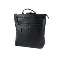 Dames rugzak schoudertas KOLKATA waxed pull up zwart