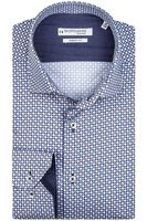 Giordano Tailored Modern Fit Overhemd blauw/bruin, Motief - thumbnail