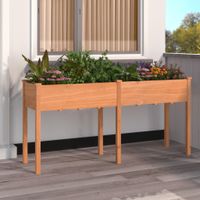 Plantenbak met voering 161x45x76 cm massief vurenhout bruin