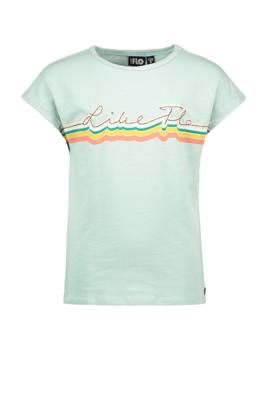 Like Flo Meisjes t-shirt met streep 'Like Flo' - Mint