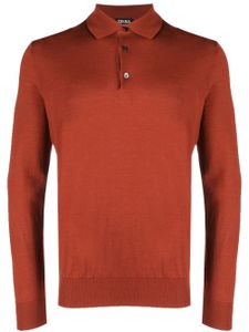 Zegna long-sleeved knit polo shirt - Orange