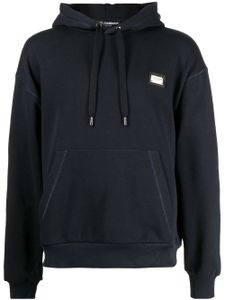 Dolce & Gabbana hoodie en coton à patch logo - Bleu