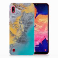 Samsung Galaxy A10 TPU Siliconen Hoesje Marble Blue Gold