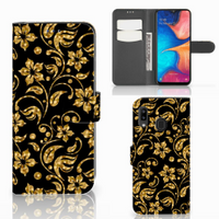 Samsung Galaxy A30 Hoesje Gouden Bloemen