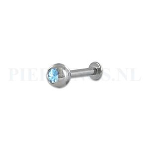 Labret 1.6 mm 8 mm aquamarijn