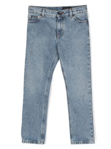 Dolce & Gabbana Kids jean droit à patch logo - Bleu