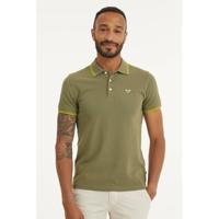PME Legend regular fit polo met contrastbies olijfgroen