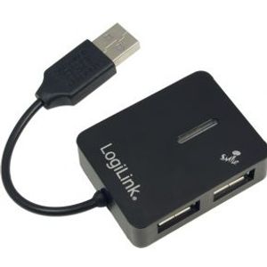 LogiLink USB 2.0 4-Port Hub 480 Mbit/s Zwart