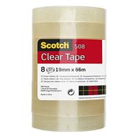 Scotch Transparant plakband 508-8 rollen - 19 mm x 66 m - doorzichtige multifunctionele tape voor school, thuis en kantoor