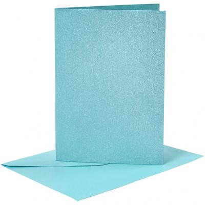 Creotime kaarten met enveloppen 10,5 x 15 cm 4 stuks parelmoer blauw Creotime kaarten met enveloppen 10,5 x 15 cm 4 stuks parelmoer blauw