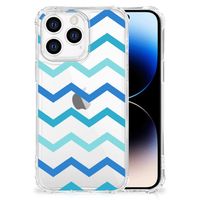 iPhone 14 Pro Doorzichtige Silicone Hoesje Zigzag Blauw