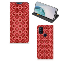 OnePlus Nord N10 5G Hoesje met Magneet Batik Rood - thumbnail