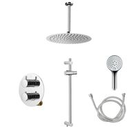 Saniclear Talpa inbouwregendouche 20cm rond met plafondarm 2 standen handdouche en glijstang chroom - thumbnail