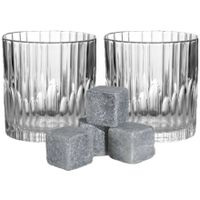 Luxe whiskyglazen set 6x stuks 310 ml met 6x whisky ijsblokstenen