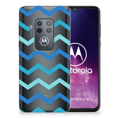 Motorola One Zoom TPU bumper Zigzag Blauw Motorola One Zoom TPU bumper Zigzag Blauw