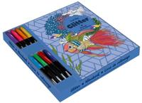 Cadeaubox Glitterkleurboek met Markers Coral