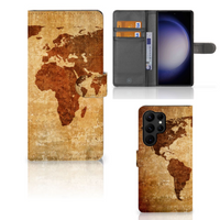 Samsung Galaxy S23 Ultra Flip Cover Wereldkaart - thumbnail