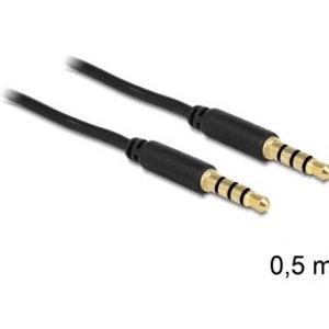 Delock 83434 Stereo Jack Kabel 3,5 mm 4-pins male naar male 0,5 m zwart