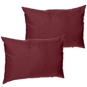 Set van 4x stuks bank/sier/tuin kussens voor binnen en buiten in de kleur bordeaux rood 30 x 50 x 10