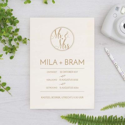 Houten huwelijksbordje modern elegance Houten huwelijksbordje modern elegance