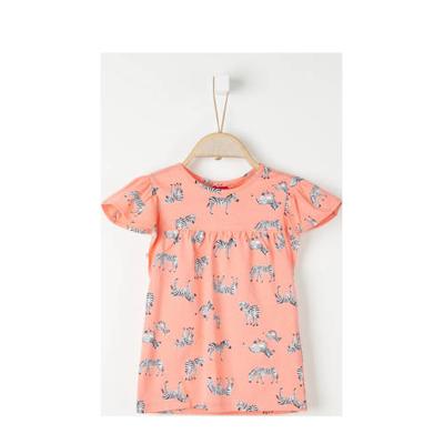 s.Oliver T-shirt met dierenprint en plooien oranje/zwart/wit
