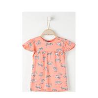 s.Oliver T-shirt met dierenprint en plooien oranje/zwart/wit
